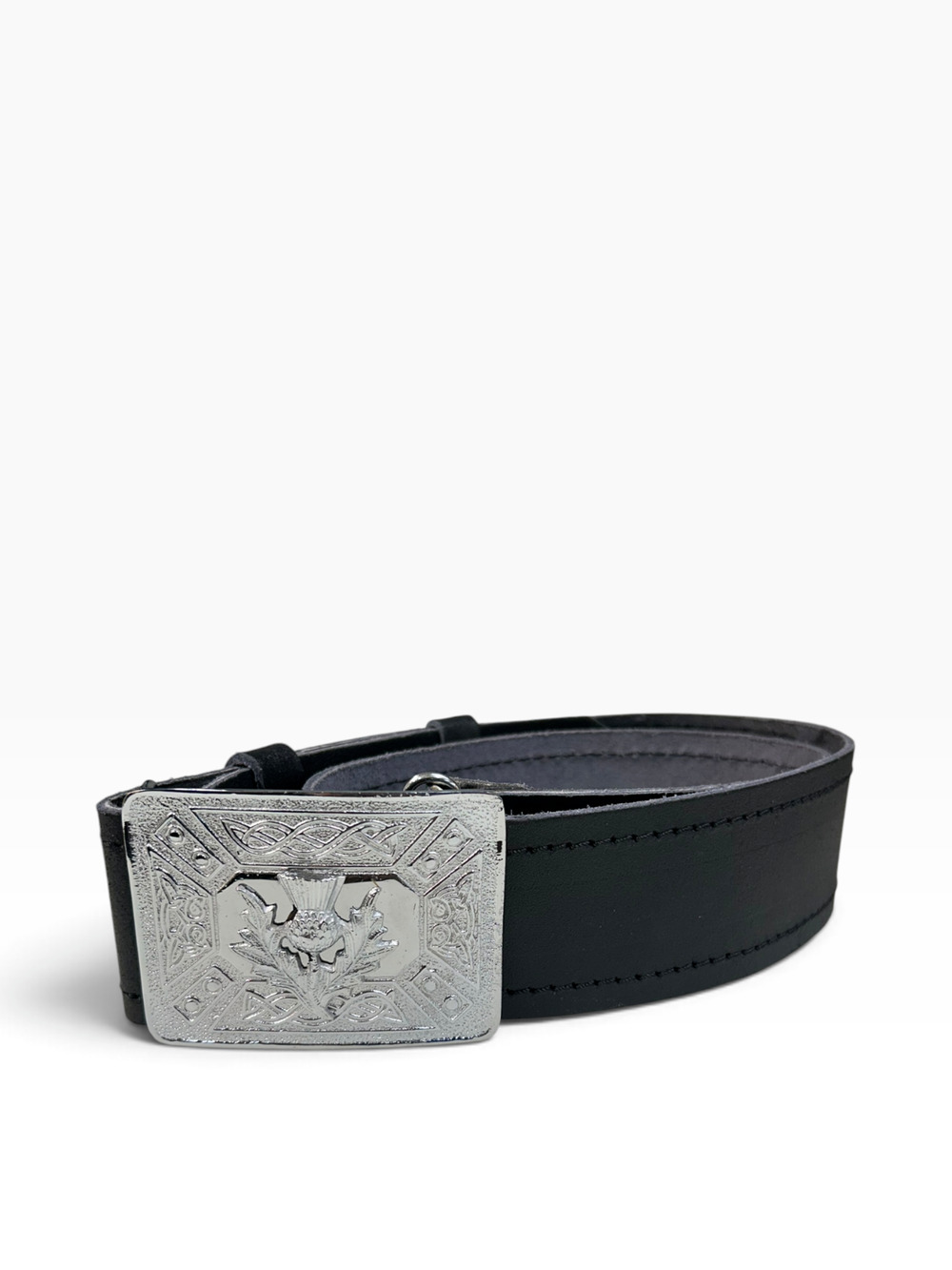 Scottish Highland Kilt Belt with Thistle Belt Buckle